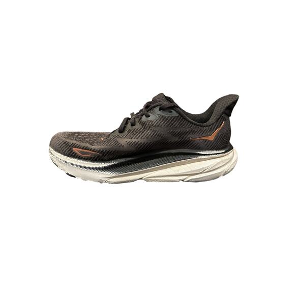 Hoka Clifton 9 running athletic shoes black gold lace up women’s 8B - Picture 3 of 10